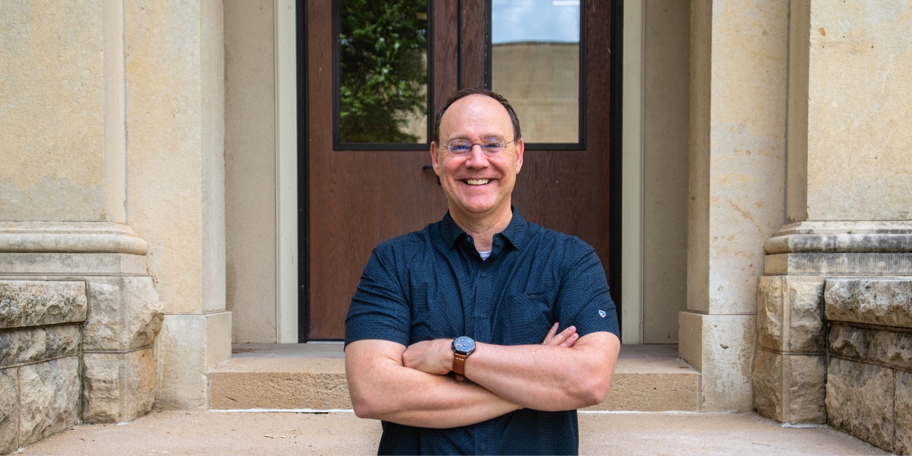 Jeff Pickering stands outside of Calvin Hall