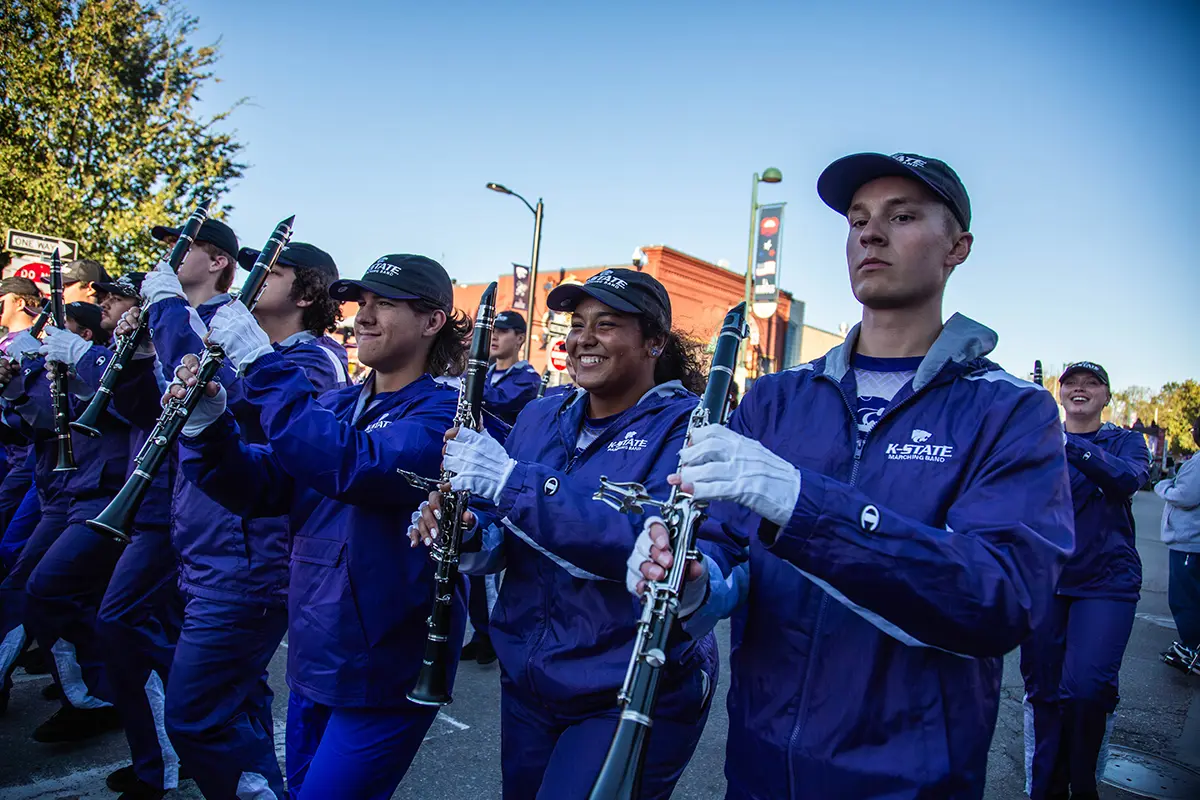 Clarinet section of the band performing.